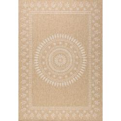 Tapis intérieur et extérieur effet jute motif oriental blanc 120x170