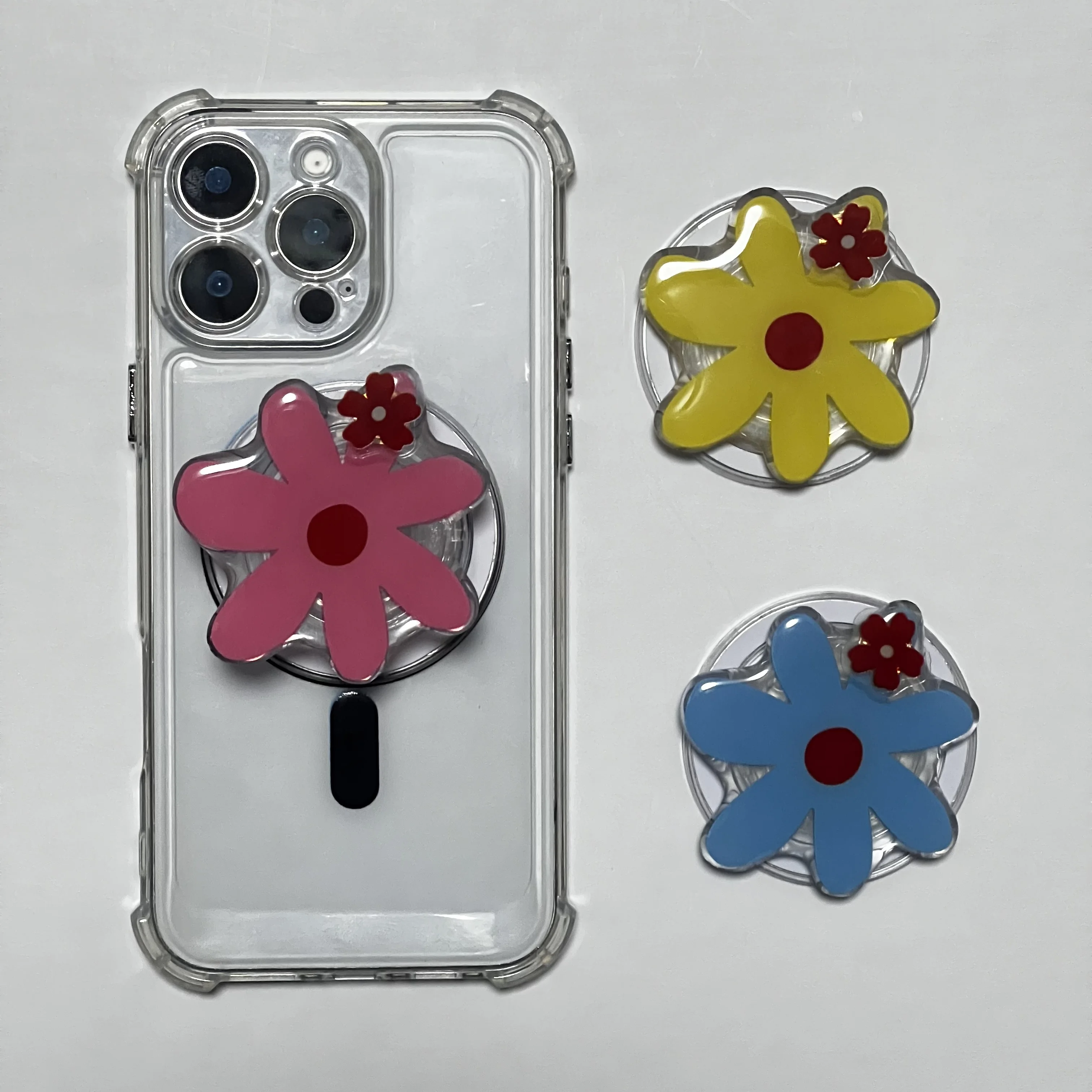 Koreanische Nette Cartoon Drehen Blume Telefon Halter Griptok Unterstützung Für IPhone Samsung Telefon Fall Grip Tok Buchse Halterung Mädchen Geschenk Image
