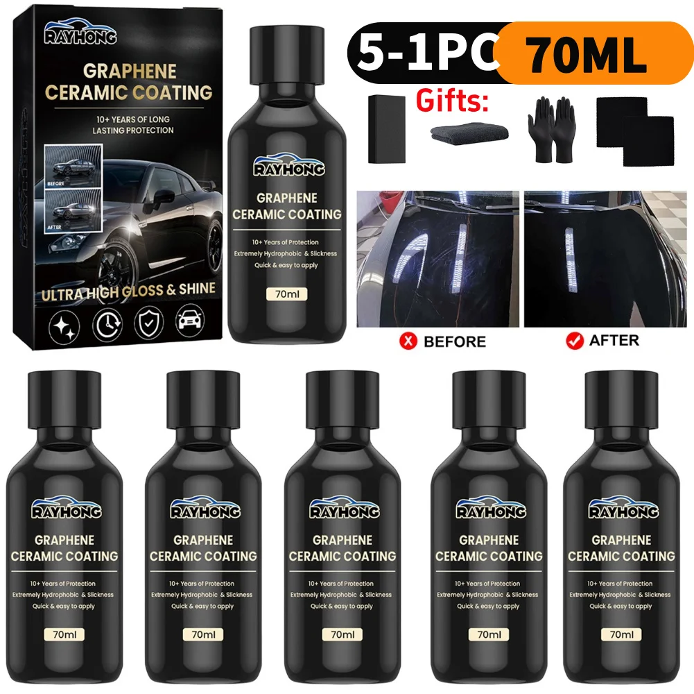 5-1PCS 70ML Nano Keramik Graphene Beschichtung Super Hydrophobe UV Glow Farbe Schutz Flüssigkeit Erweiterte Auto Wartung technologie Image