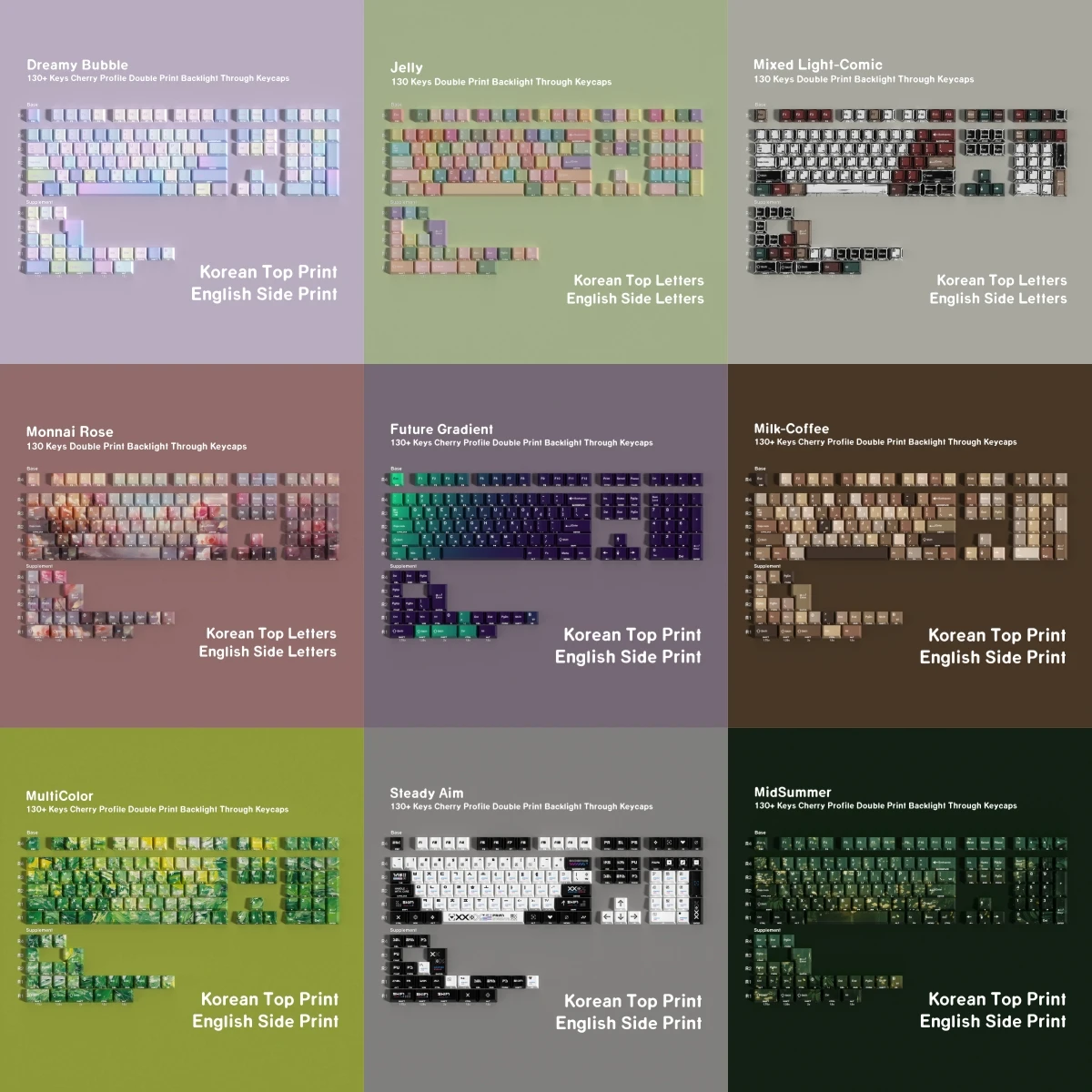Koreanische Tastenkappe PBT Cherry Shine Through Side Letters für mechanische Tastatur DrunkDeer A75 „L“ Schlüssellayout Hangul Tastenkappen Alem Byd Image
