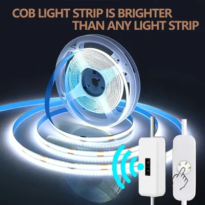 COB LED Strip Light 5V USB Hand Sweep Sensor Switch&Push Switch 1M 2M 3M Tape Lamp Dimmable Flexible Lights For Room Lightings