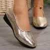 Mode Keile Gold Faulenzer Frauen Frühling Herbst Plus Größe Slip Auf Casual Schuhe Frau Komfortable Nicht Slip Weiche Sohle Wohnungen Damen