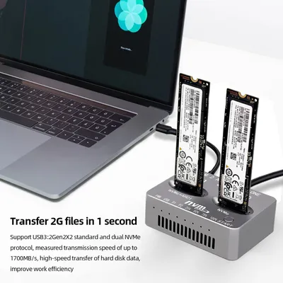NVME Dockingstation Dual-Bay M.2 NVME SSD Klon USB3.2 Typ C M/B M Key Solid Disk Case M.2 M.3 NVME PCI-E für M2 SSD M Key SSD Image