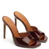 Marke Pantoletten Schuhe Damen Hausschuhe 2025, Sommer Slides Stiletto High Heels Rot Schwarz Sandalen Große Größe Party Schuhe Designer