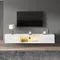 ​ ​ Meuble TV flottant 160 cm – Meuble blanc brillant avec LED et étagère de rangement pour téléviseur 70 pouces, mural avec contrôle Bluetooth ​ ​