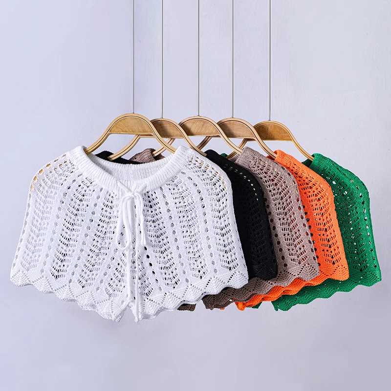 Swim Vacation Beach Einfarbige, ausgehöhlte Strick-Cover-Up-Shorts, für den Sommer Image