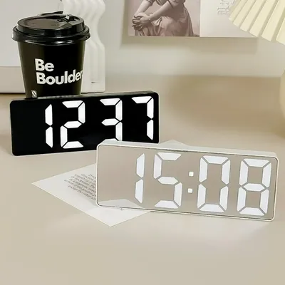 LED Wecker Elektronische Student Digitaluhr Sprachsteuerung Dual Snooze 12/24H Dual Alarme Temperatur Stumm Tischuhr