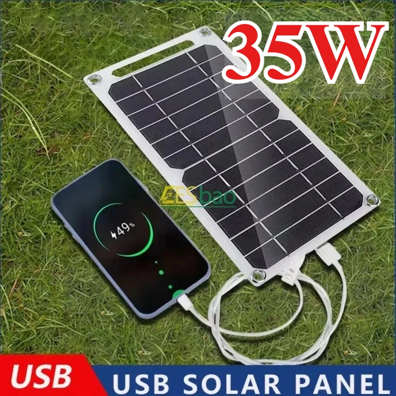 5V 5-35W Sunpower tragbares Solarpanel mit USB-sicherem stabilisiertem Ladegerät für Telefon-Powerbank, Outdoor, Camping, Zuhause, Wohnmobil, Geschenk Image