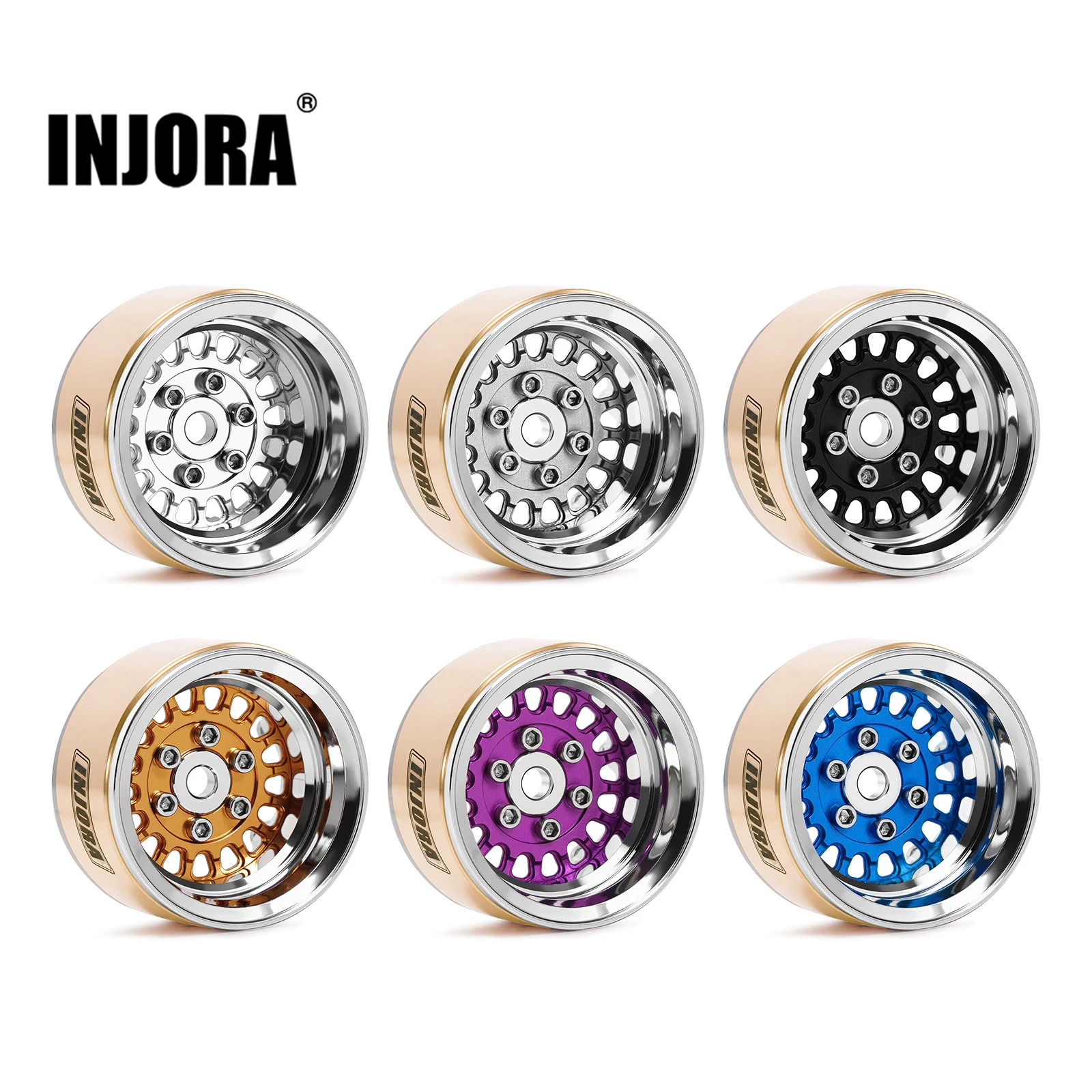 INJORA ModuWheel 1,0" Beadlock-Räder aus Messing und Aluminium für 1/18 1/24 RC Crawler Image