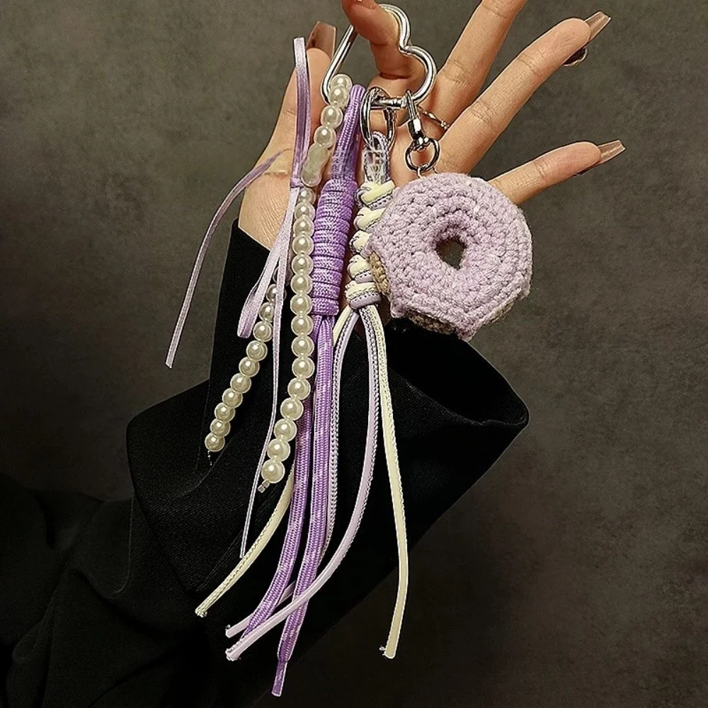 [Sll] Gestrickter süßer Donut ist geeignet für Taschenanhänger, Autoschlüssel, Schultaschenanhänger AirPods Kopfhörerhülle Anhänger Image