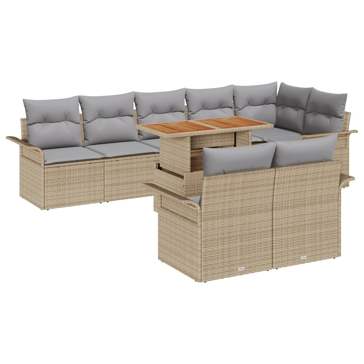 vidaXL 9-teiliges Garten Sofa Set mit Kissen Beige Poly Rattan Image