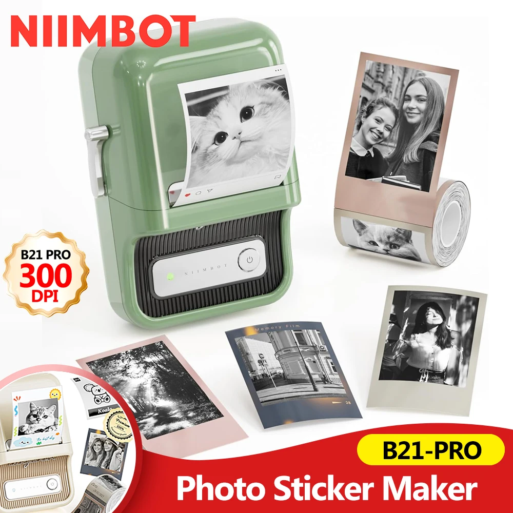 Niimbot B21 Pro Photos imprimante Mini imprimante thermique Bluetooth 20-50mm Photo adhésif autocollant pour la maison/bureau/affaires 300dpi