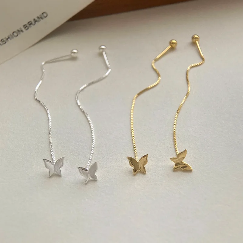 ANENJERY Schmetterling Quasten Lange Ohrringe für Frauen Einfache Temperament Hochzeit Dame Schmuck Geschenke Großhandel Image