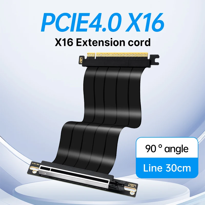 FENVI PCIE 4.0 Verlängerungskabel Schwarz 90 ° Winkel High-Speed Flexible GPU X16 Riser Kabel Grafikkarte Verlängerungskabel Image