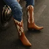 Ippeum Western Cowboys tiefel für Frauen Firebird Stickerei Leder kniehohe Stiefel Country Western Brown Cowgirl Schuhe plus Größe 44