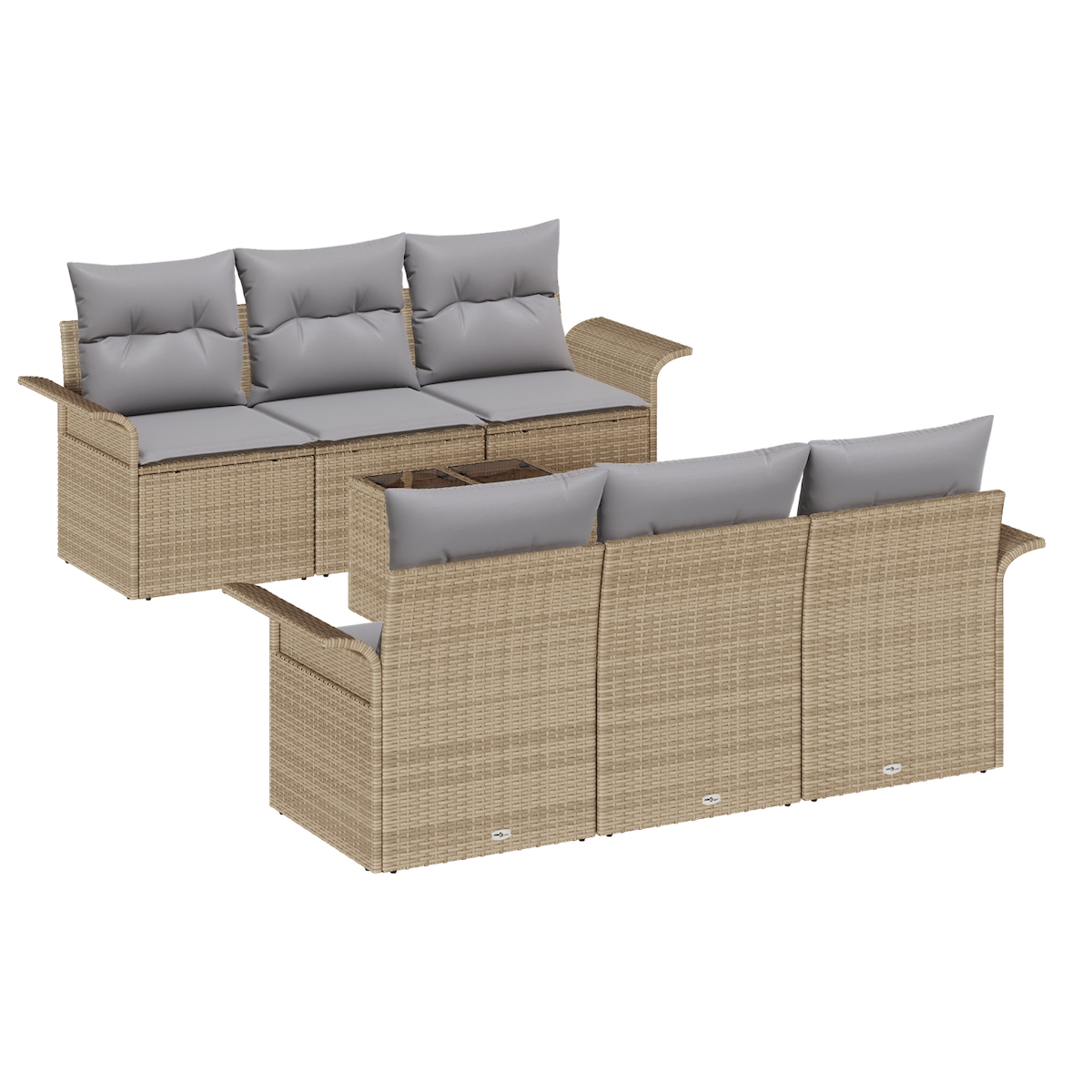 vidaXL 7-teiliges Garten Sofa Set mit Kissen Beige Poly Rattan Image