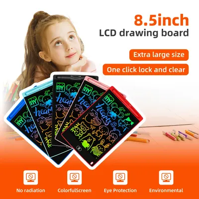 8.5 Inch LCD Children's Writing Board 10pcs of Reusable Magic Drawing Board with Stylus Eco-Friendly Erasable Doodle Board Gifts