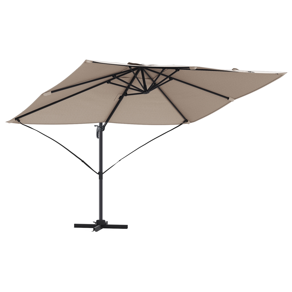 vidaXL Freischwingender Sonnenschirm Taupe Polyester Groß Faltbar Image