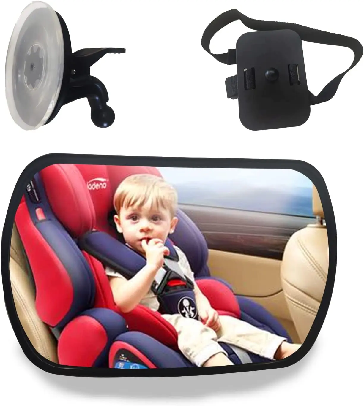 Baby-Autos piegel, 2-Wege-Anschluss-Babyspiegel für Auto-Saugnapf nach vorne gerichteter Säuglings spiegel 360 ° verstellbarer Autos itz spiegel Image