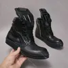 Marke Designer Männer Schuh Leder Frauen Sneaker Casual Schwarz Zip Ankle Boot Geobasket High Top ricks Flache Owens Luxus Trainer