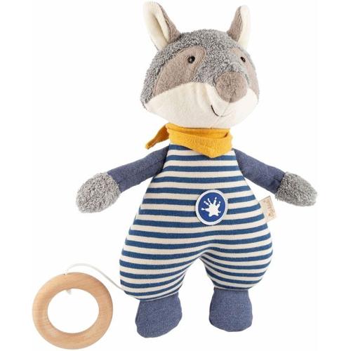 sigikid 39793 - Spieluhr Waschbär Classic, Stoffmix, grau-blau, Babyspielzeug - sigikid