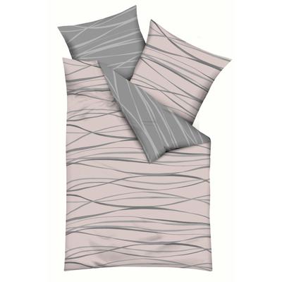 Wendebettwäsche KAEPPEL "Motion", rosa, B/L: 155cm x 220cm, , Mako-Satin, B/L: 80cm x 80cm, Mako-Satin, Obermaterial: 100% Baumwolle, Bettwäsche, Mit feinen Wellenlinien Image