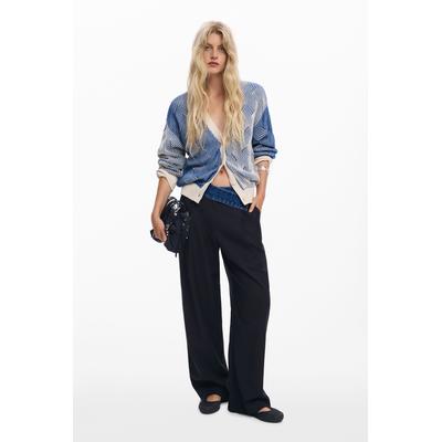 Two-tone knit cardigan