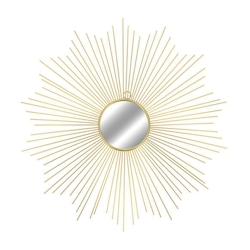 Hängespiegel Wandspiegel Dekospiegel Sonne Metall Gold Ø65cm Image