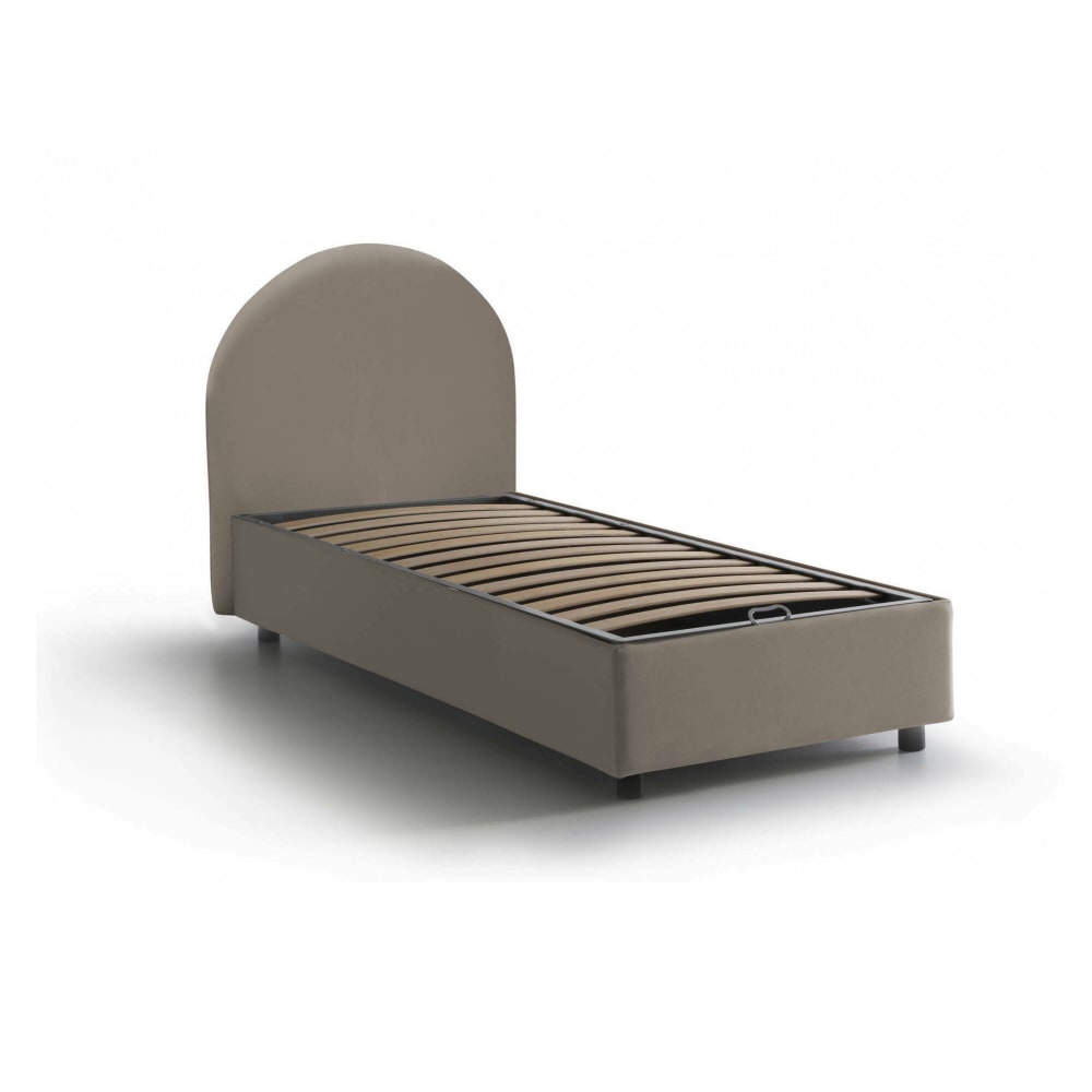 Lit simple en tissu tourterelle 80x190 cm