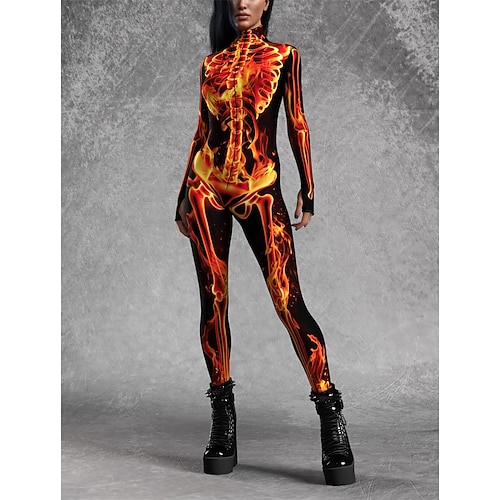 Totenkopf Karneval Bodysuit Ganzkörper-Catsuit Gruseliges Kostüm Kinder Erwachsene Herren Damen Jungen Halloween Karneval Tag der Toten Leistung Party Club Einfaches Karnevalskostüm Verkleiden Image