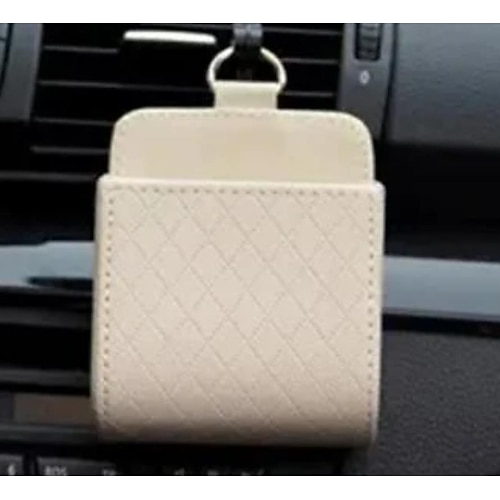 Aufbewahrungskorb für Auto-Luftauslässe, Leder, Hänge-Organizer für Telefon, Zigaretten, Münzen, Karten, multifunktionale Auto-Entlüftungstasche, kleine Aufbewahrungsbox für Fahrzeuge Image