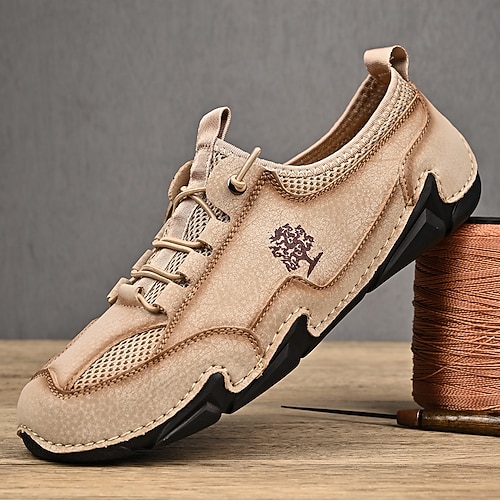 Retro-Freizeit-Schnürschuhe für Herren – einzigartiges Stichdesign und flexible Sohle für kunstinspirierte Outfits, Spaziergänge und kreative Veranstaltungen Image