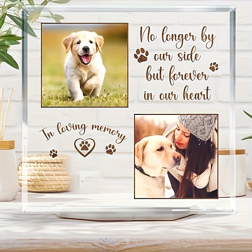 Personalisierte Gedenktafel aus Acryl mit Haustierfoto, individuelles Beileidsgeschenk für den Verlust geliebter Menschen, für immer geliebtes Haustier, Gedenkdekor für Zuhause, Schlafzimmerdekor, Image