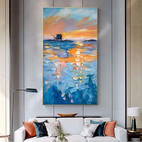 abstraktes Ölgemälde, moderne Kunst, dekoratives Gemälde, handgemalt, abstrakt, Meer, dickes Öl auf Leinwand, Gemälde für die Inneneinrichtung von Häusern und Hotels (ohne Rahmen) Image