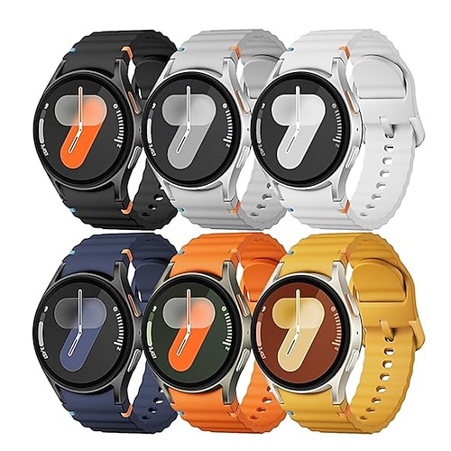 6er Pack Uhrenarmband für Samsung Galaxy Watch 7/6/5/4 40/44mm, Watch 5 Pro 45mm, Watch 6 Classic 43/47mm, Watch 4 Classic 42/46mm Silikon Ersatz Gurt Niedlich Sportarmband Armband Image