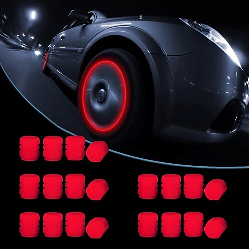 16 Stück universelle fluoreszierende Reifenventilkappen, im Dunkeln leuchtende Luftventilkappen für Motorrad, E-Bike, Roller, Auto, Vakuumreifen, leuchtende Ventileinsatzkappen Image