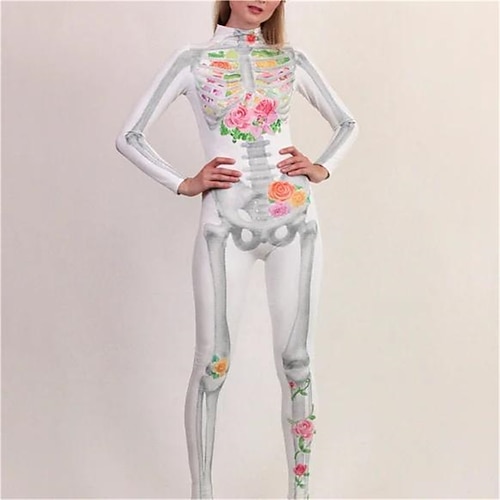 Karnevalskostüm 2026 Totenkopf Zuckerschädel Karneval Bodysuit Ganzkörper-Catsuit Gruseliges Kostüm Kinder Erwachsene Herren Damen Jungen Halloween Karneval Tag der Toten Club Party Leistung Image