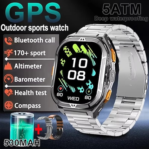 X5 Smartwatch 1.96 Zoll Smartwatch Fitnessuhr Bluetooth Anruferinnerung Aktivitäts-Tracker Herzschlagmonitor Sitzende Erinnerung Finden Sie Ihr Gerät Kompatibel mit Android iOS IP68 Herren GPS