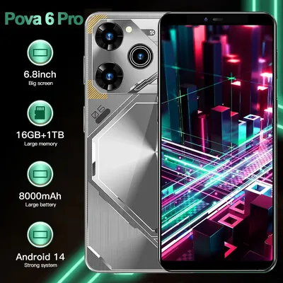 2025 NEW Cellphones Pova 6 Pro 8000mAh 5G Global Version Original Smartphone 108MP 7.3HD 4G 5G Dual SIM Card Smart Mobile Phone