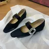 Women's Spring and Autumn New French Style Elegant Fairy Commuter Mary Jane Leather Shoes