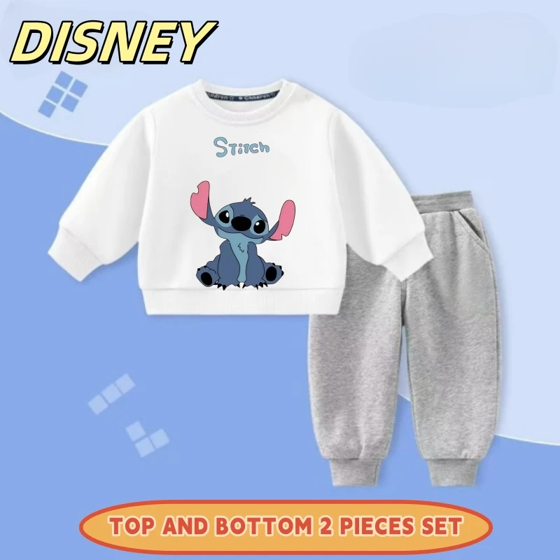 Disney Herbst Baby Jungen Kleidung Set Kind Mädchen Cartoon Stich Gedruckt Sweatshirts Pullover Top und Hosen 2pc Anzug Kinder Outfit Image