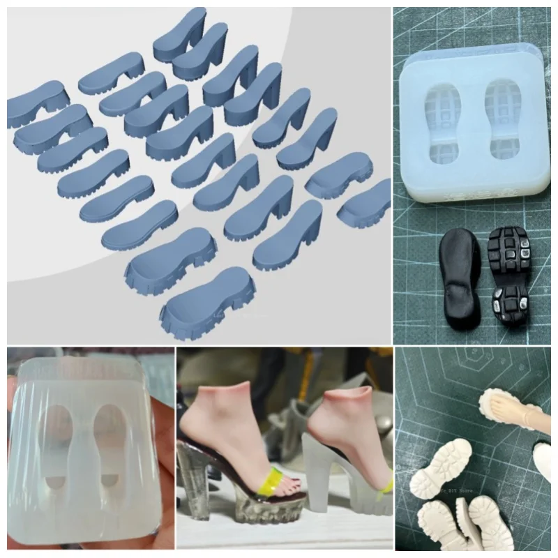3 cm Ultraleichte Ton Cartoon Puppe Anteil Flache Basis/High Heel Schuhe Silikon Form DIY Animation Charakter Schuh, der Werkzeug