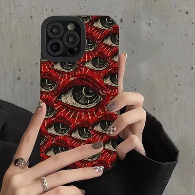 Vintage rot böse Augen weiche Silikon Handy hülle für iPhone 11 Pro Max iPhone 15 Pro Max iPhone 13 Pro Max iPhone 16 Pro Max Abdeckung