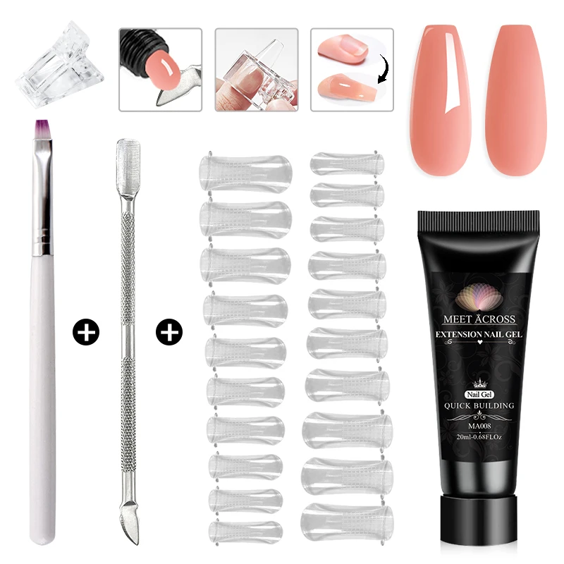 MEET ACROSS 5 Teile/satz Verlängerung Gel Nagellack Weiß Rosa Lila Nägel Semi Permanent Soak Off Lacke Nail art für Maniküre Image