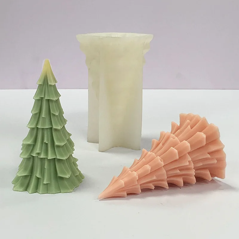 Neue 3D Weihnachtsbaum Silikon Kerze Form DIY Weihnachten Dekorative Kunsthandwerk Gips Harz Zement Ton Form Urlaub Geschenke Image