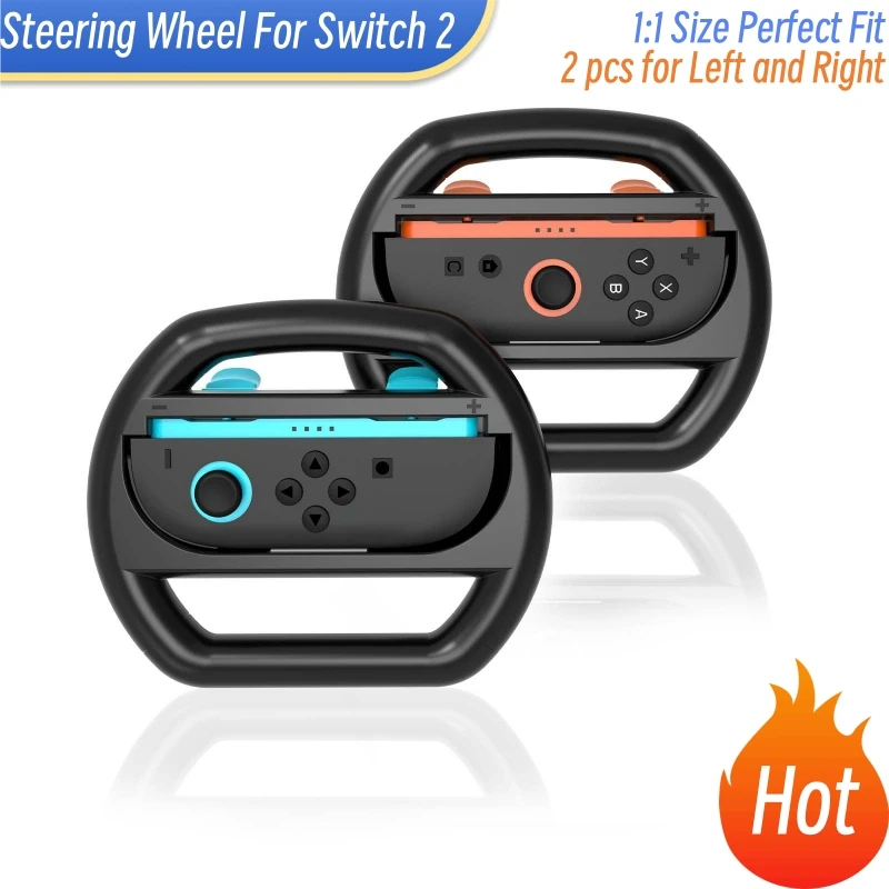 2 stücke Griff Lenkrad Für Schalter 2 JoyCon Controller Griff Grip Für NS2 Gamepads Kart Auto Racing Spiel Zubehör Image
