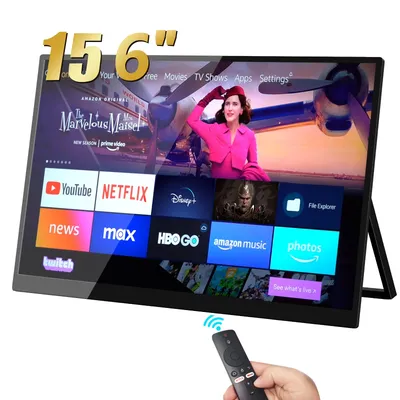Bimawen 15,6 Zoll 60 Hz Smart TV Tragbarer Monitor mit Google TV für Mini-PC Laptop Telefon Xbox PS4 PS5 Switch Game-Monitor
