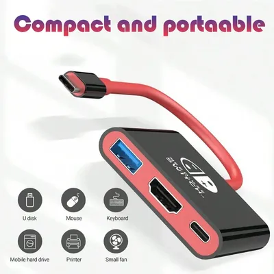 Switch Dock 4K HDMI USB 3.0 Hub Adapter USB C Splitter TV Tragbare Dockingstation für Laptops PC iPad MacBook Air Pro