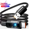 Cavo di ricarica super veloce da USB a TypeC da 240 W Display digitale a LED per Samsung Xiaomi Huawei Cavo dati per caricabatterie per telefono OPPO 2 M/1,5 M