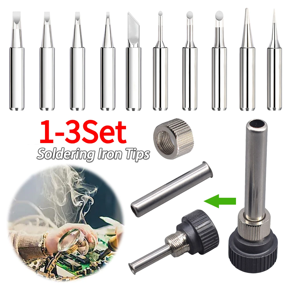 1-3Set Lötkolbenspitzen mit Schweißhülse 900M bleifreie Lötkolbenspitze Austauschbare Lötspitze Schweißstation Werkzeuge Image